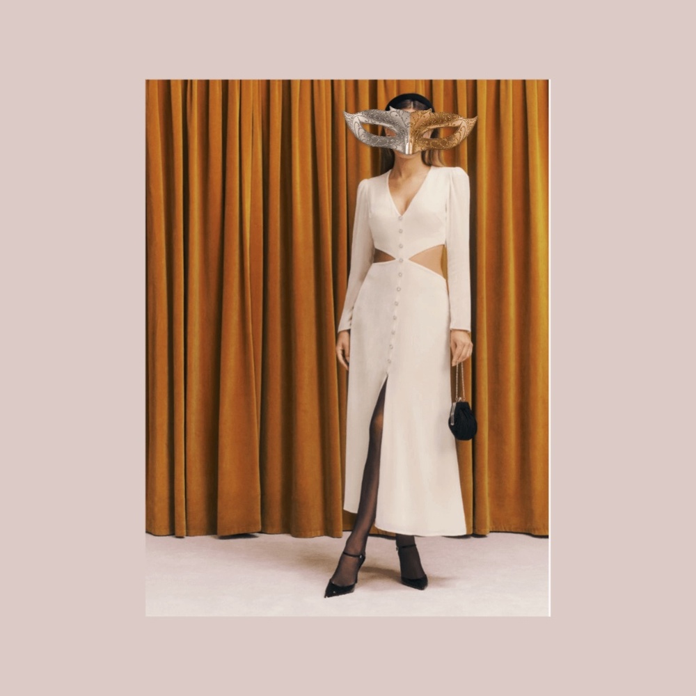 Final Sale! NWT Reformation Brisa Velvet Dress with V-neck and side cutouts